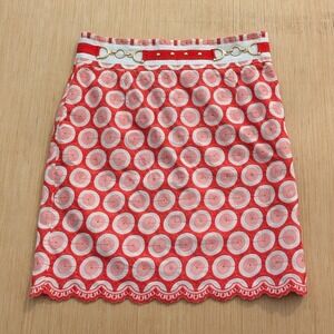 Antonio Melani Skirt Circle Print Eyelet Hem Gold Belt Chic Retro Mod Women's 14